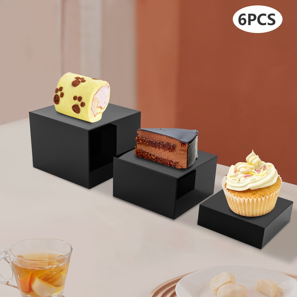 6Pcs Acrylic Display Risers Acrylic Boxes Acrylic Display Nesting Cubes Black