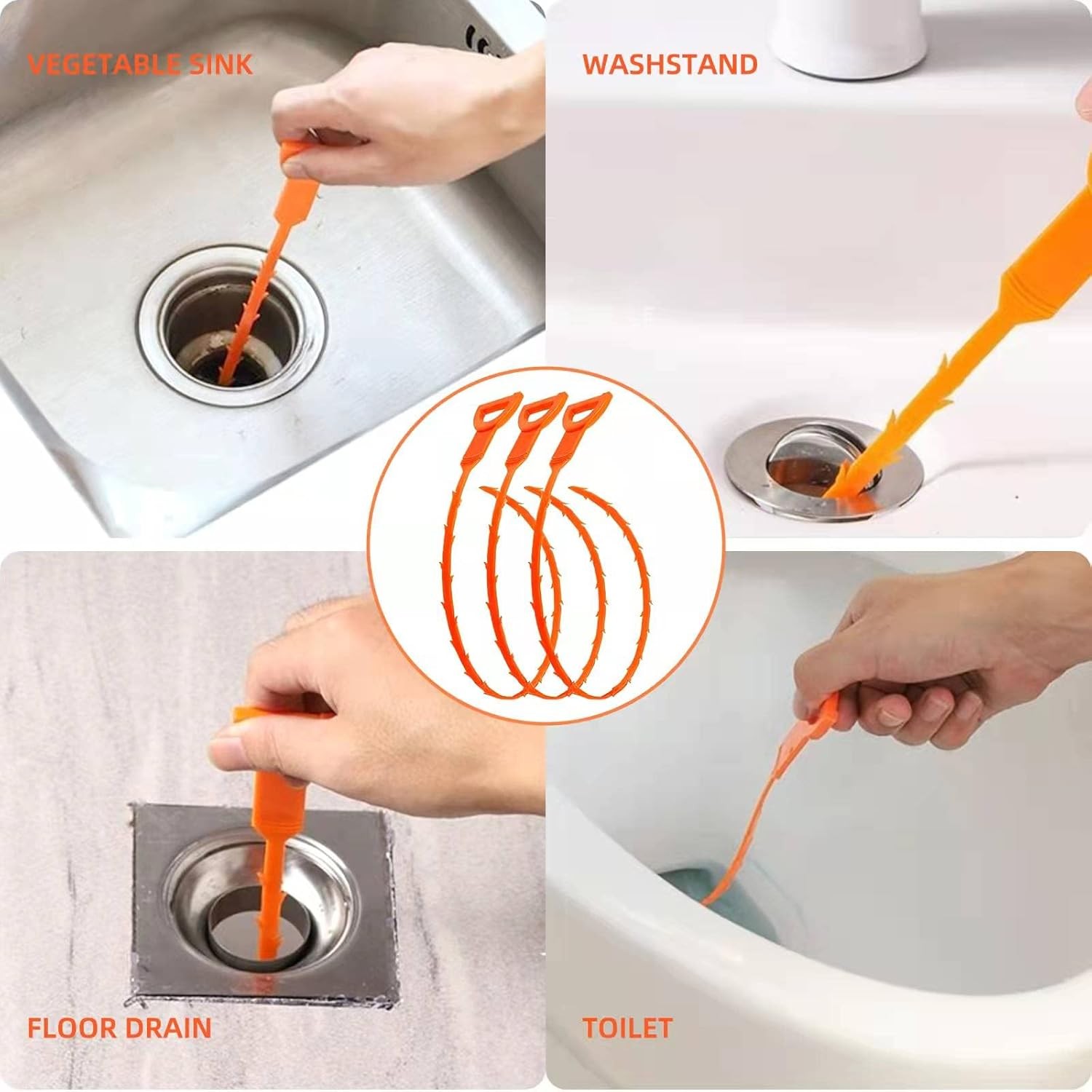 Drain Hair Cather 5 pcs 20 Inch Drain Snake Shower Drain Hair Trap Clog Remover