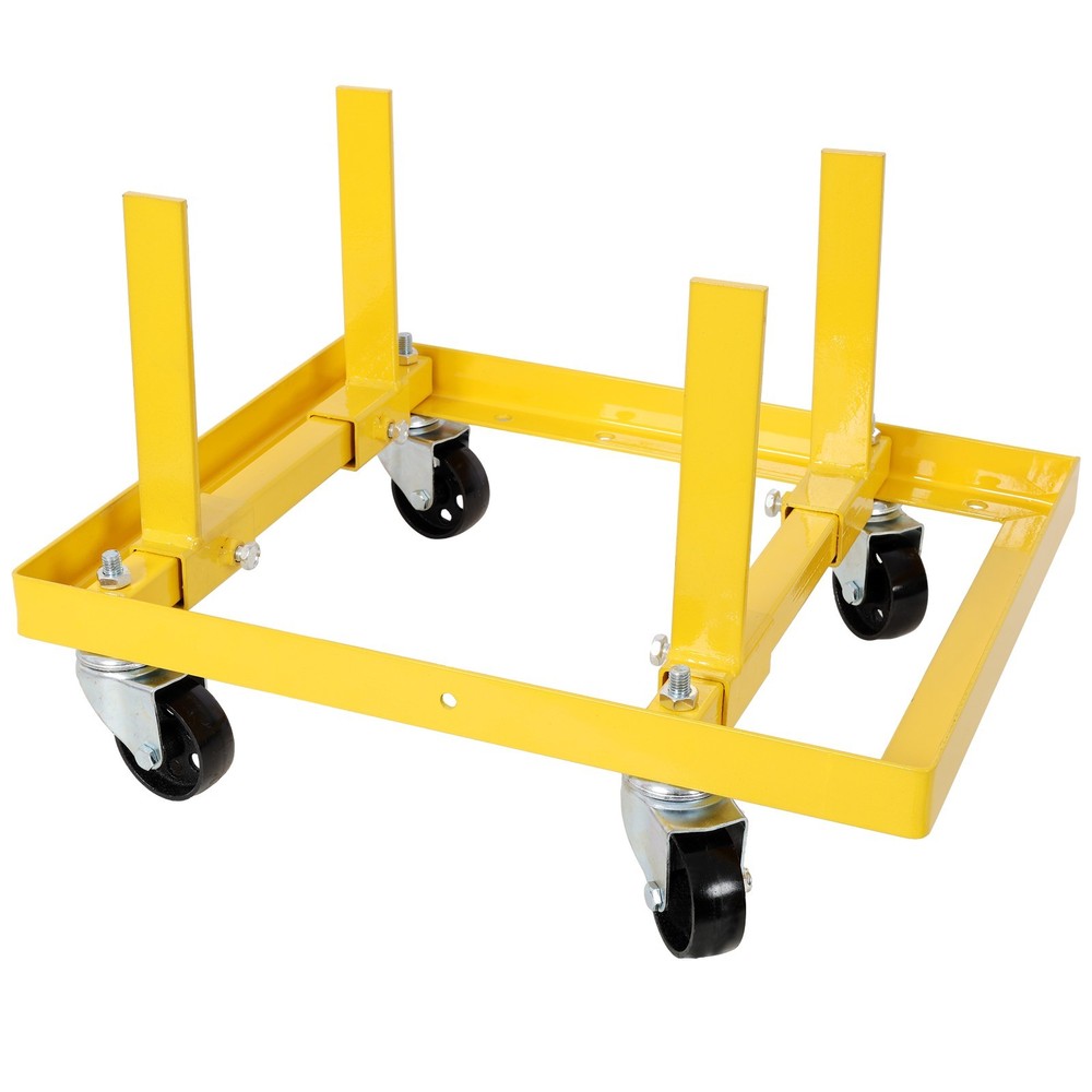 Adjustable Rolling Engine Stand 750lbs with 2 Buckle Straps, Yellow