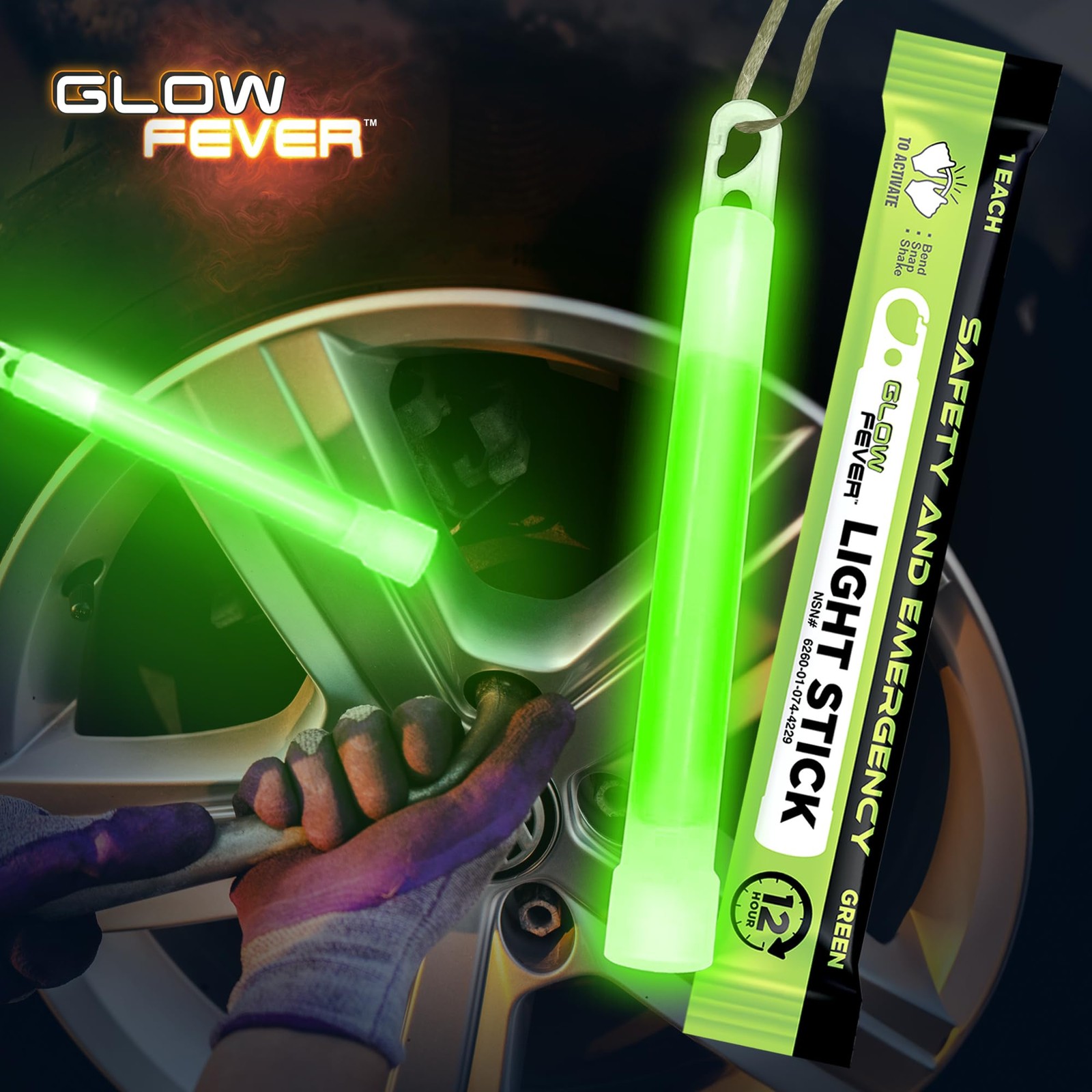 Glow Fever Emergency Safety Military Grade Glow Sticks 10pcs 6'' Ultra Bright