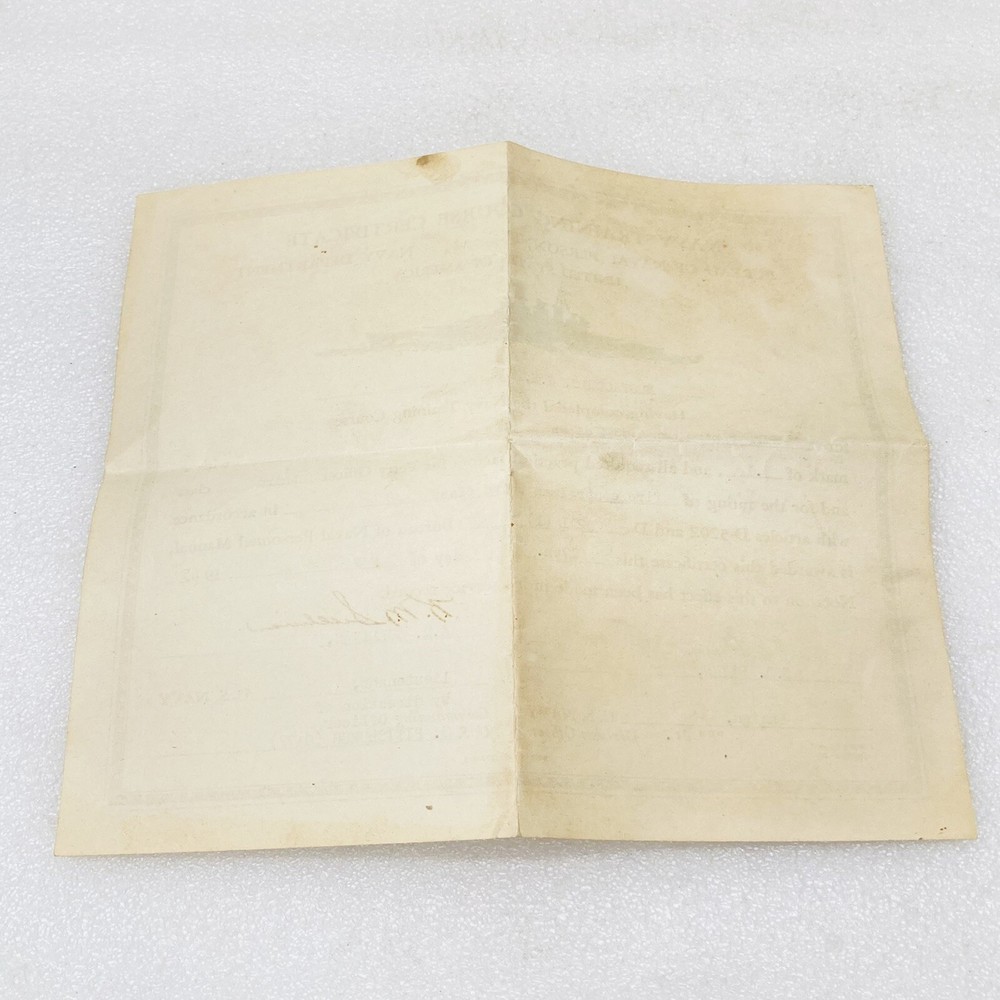 VTG‼ US Navy Training Course Certificate WWII Fire Controlman 3rd Class 1945