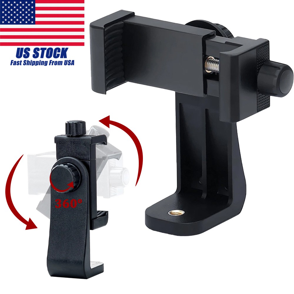 360° Phone Holder/Vertical and Horizontal Tripod Mount Adapter Rotatable Bracket