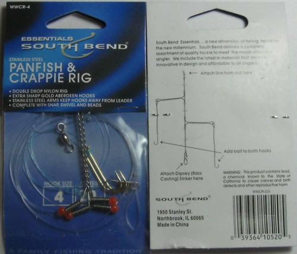 SOUTH BEND WWCR-4 Panfish & Crappie Rig  Size 4
