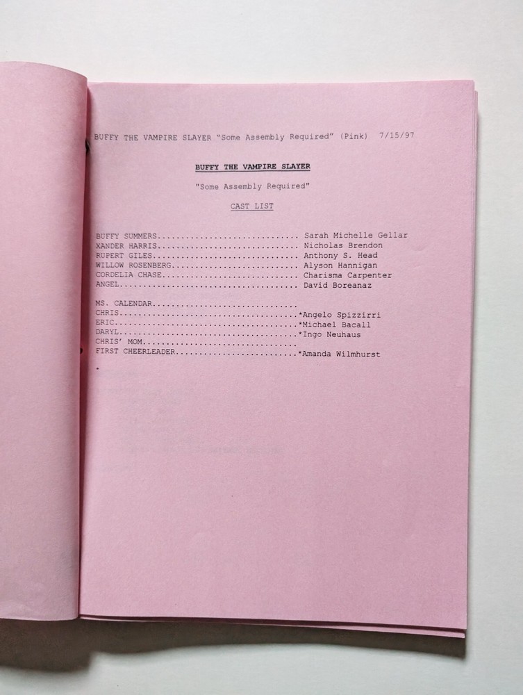 Buffy The Vampire Slayer Original Script - "Some Assembly Required" S02E02