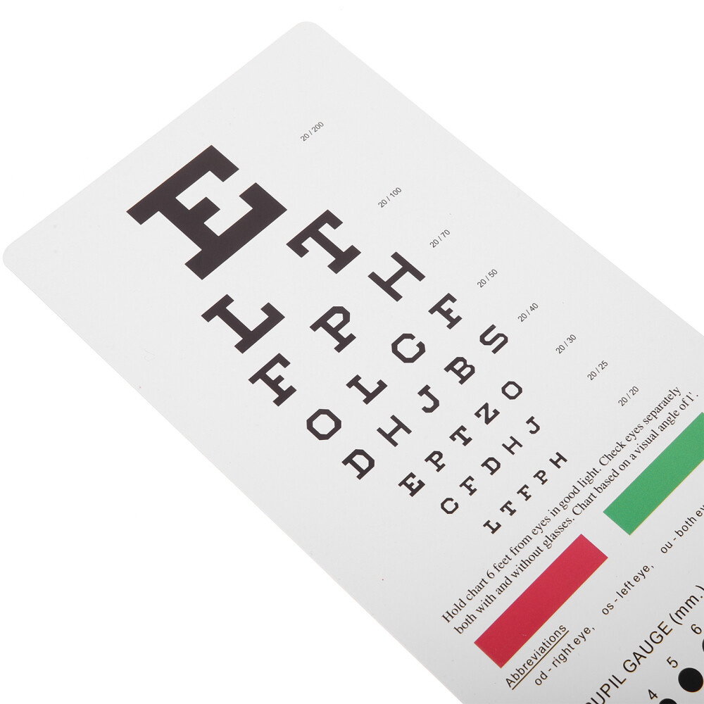 Vision Test Eye Chart Pocket Eye Chart Dual Sided Plastic Eye Chart for Eye