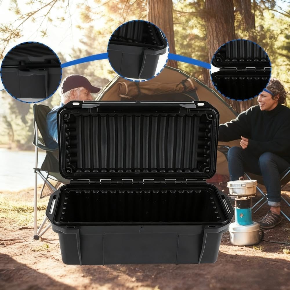 Waterproof Storage Box, Black Waterproof Storage Containers Storage Bin Porta...