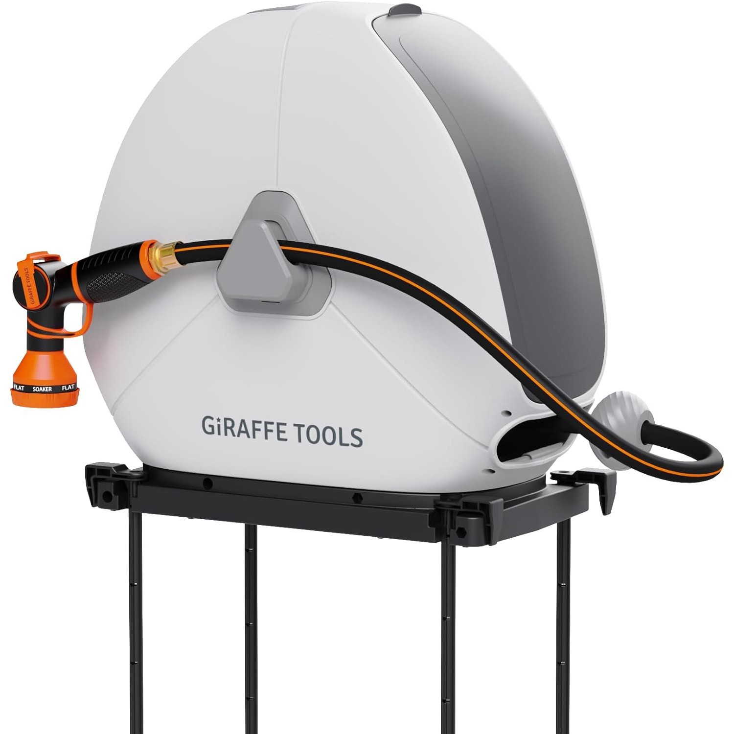 Giraffe Tools Ground Mounted Retractable Garden Hose Reel w/ 82-130FT Water Hose