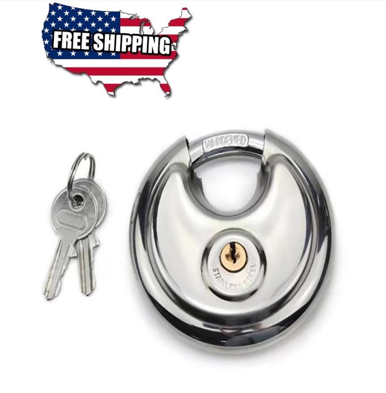 Disc Locks, Heavy Duty Steel Keyed Padlock Round Disc Locks for Storage 80mm