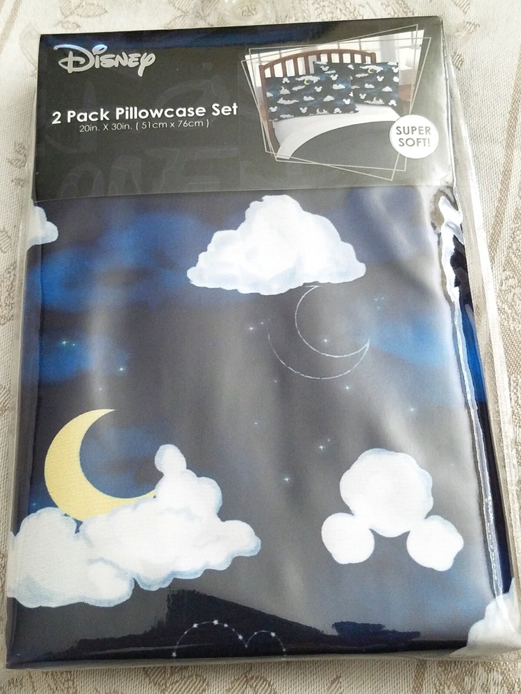 2 Pk Mickey Cloud Standard Pillowcases 20"x30" New