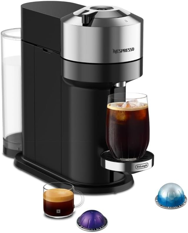 NESPRESSO Vertuo Next Espresso Coffee Maker Machine Chrome Black