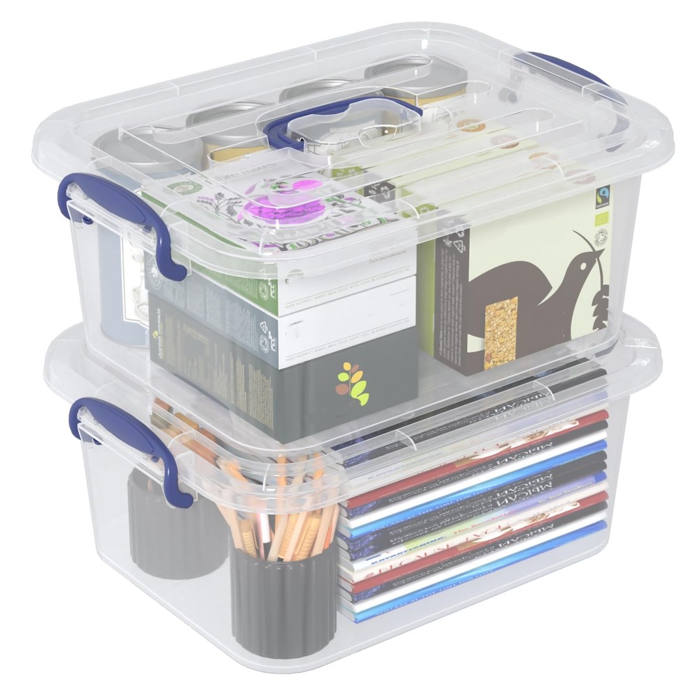 Xeabia 8 Quart Plastic Latching Boxes with Handles, 8 Quart, Transparent