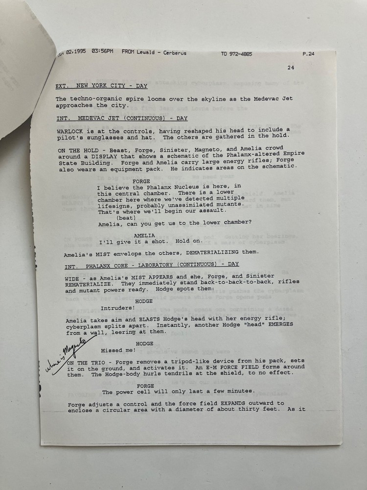 X-MEN AUTHENTIC 1st DRAFT SCRIPTS 'PHALANX COVENANT' Pts 1 & 2 + STUDIO TOPSHEET