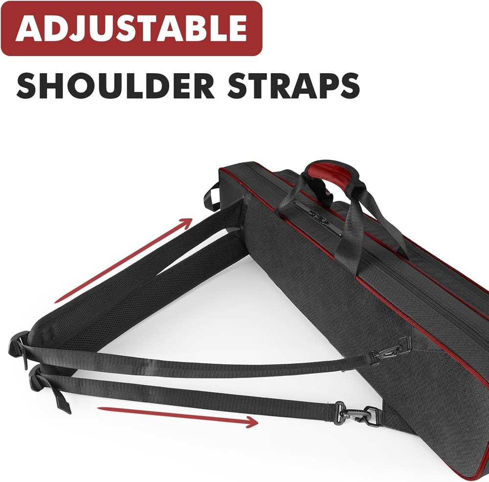 Stylish Billiard Cue Backpack with Adjustable Straps - 8 Pockets for Accessories