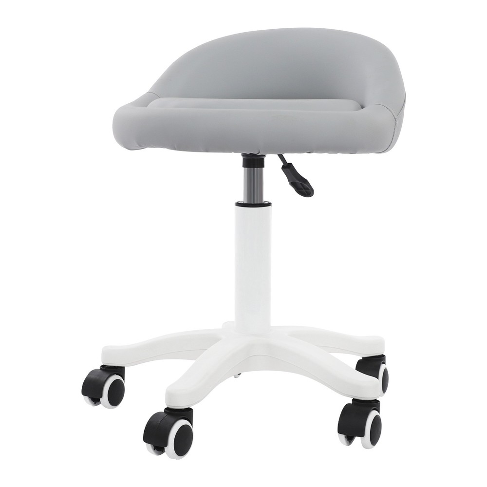 Adjustable Beauty Salon Chair Rolling Stool Rolling Stool with Low Backrest gray