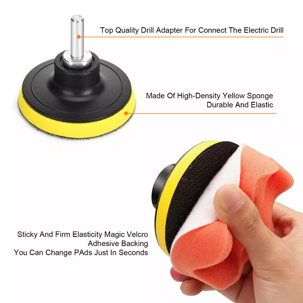 31PCS Foam Drill Polishing Pads Kit Car Hub Waxing Buffing Wheel Polisher 3"