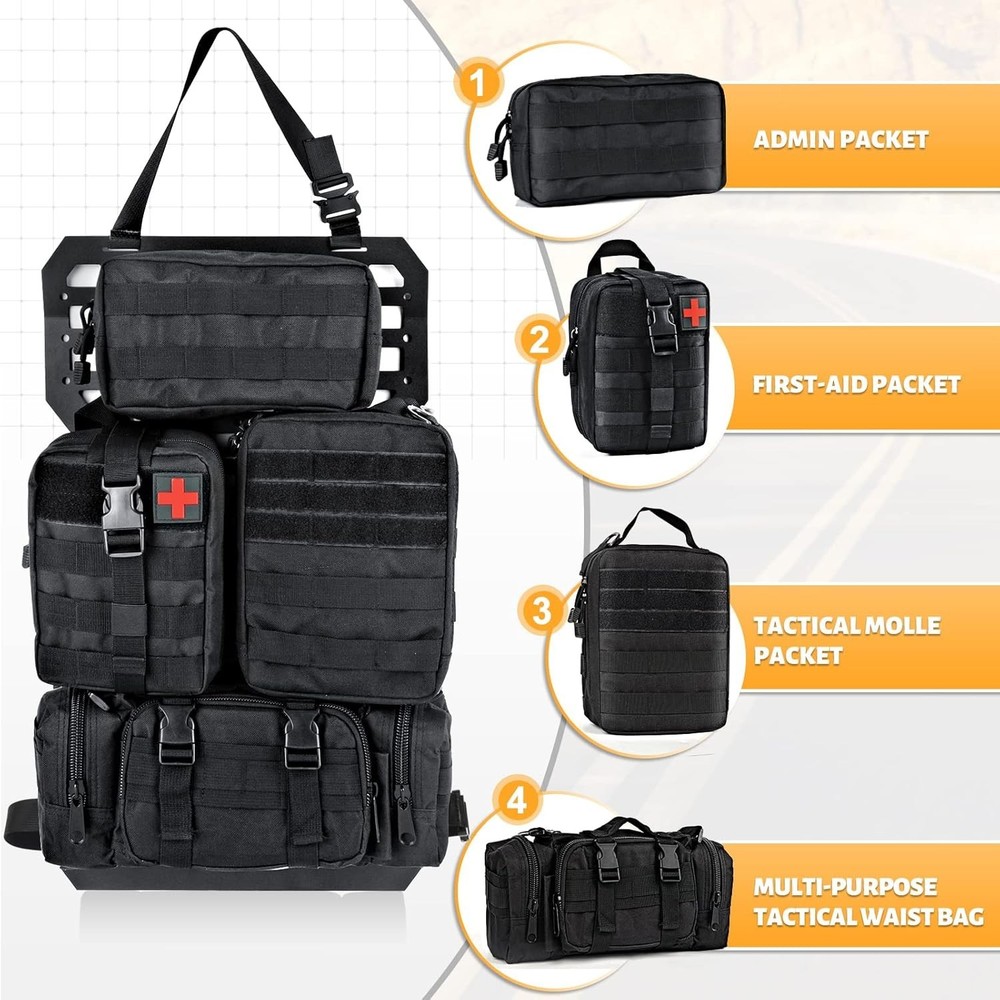 MAIKER 2pcs Tactical Rigid Molle Aluminum Insert Panel Seat Back Organizer Mo...