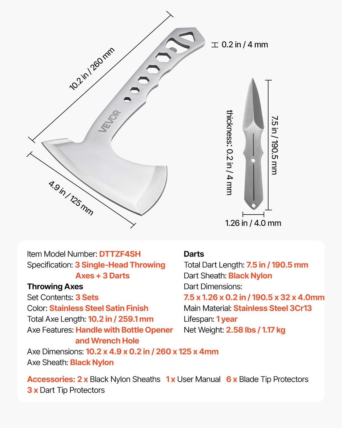VEVOR Throwing Axes and Tomahawks 3 Pack Hatchet Axes and 3 Pack Throwing