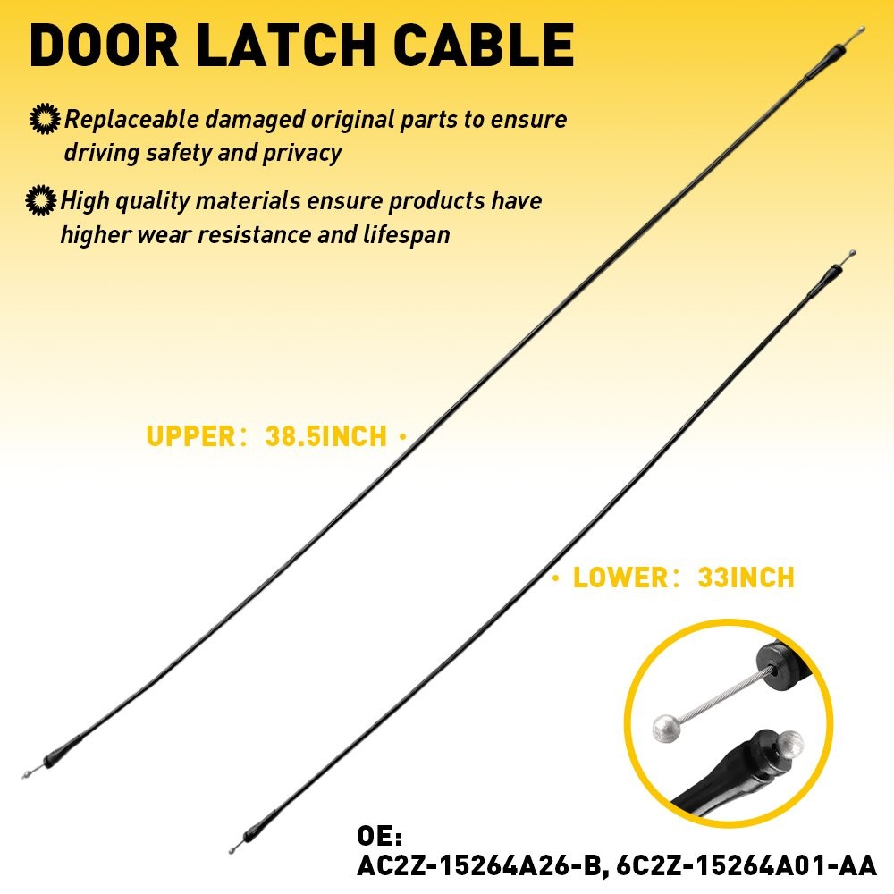 Release Cables Upper and Lower Latches Left Side Cargo Door for Ford E-150 E-250