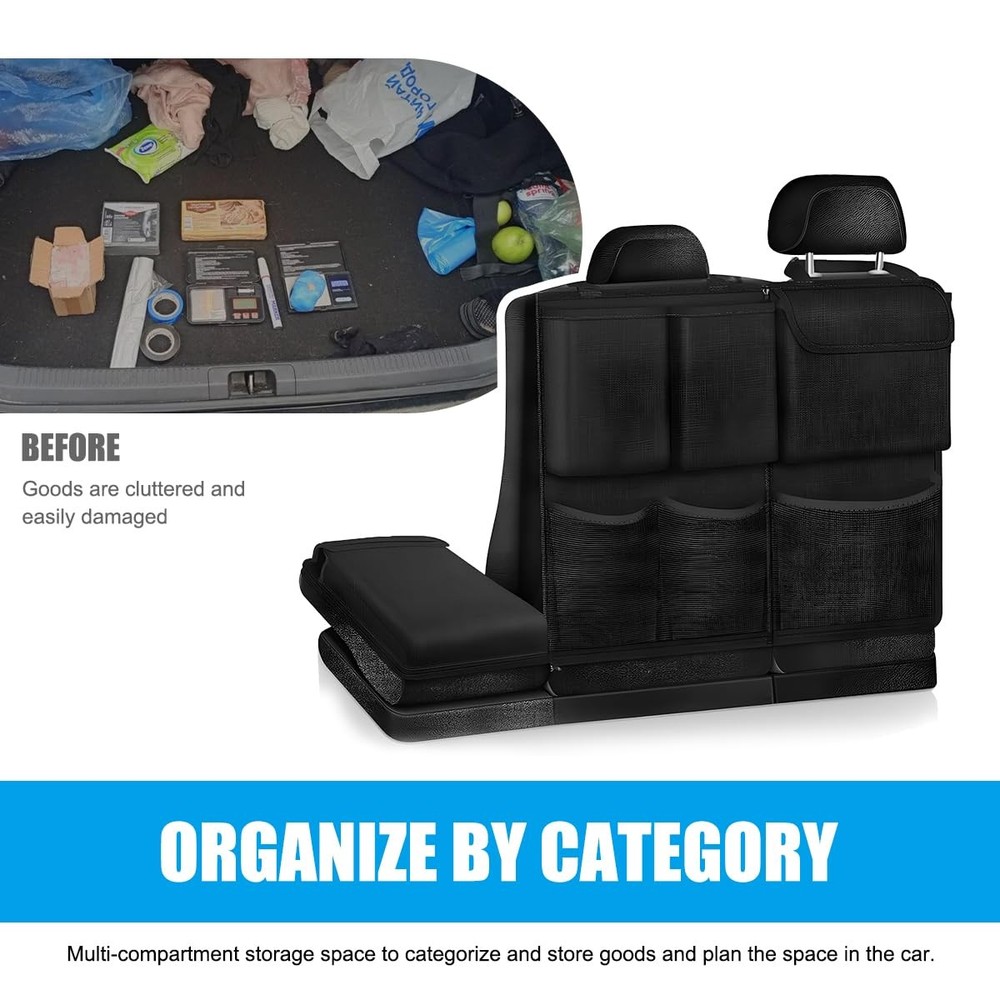 Hanging Car Trunk Organizer with Lids, 7 Pockets, Waterproof Storage Solution