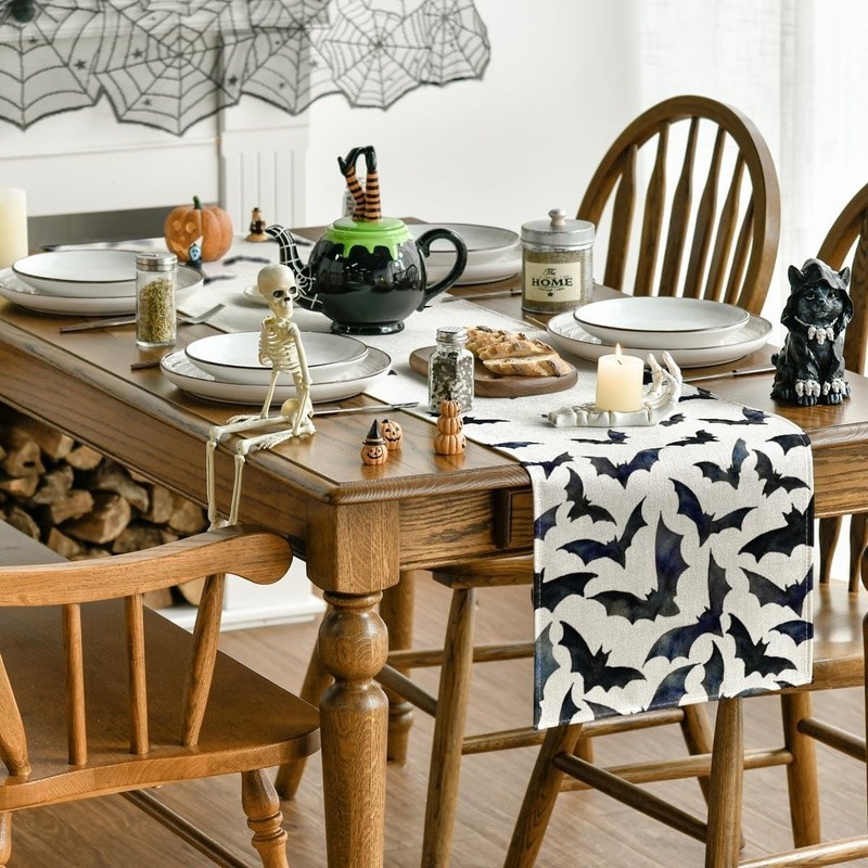 Durable Polyester Table Runner Soft Vibrant Cartoon Print Ideal Dining Events US