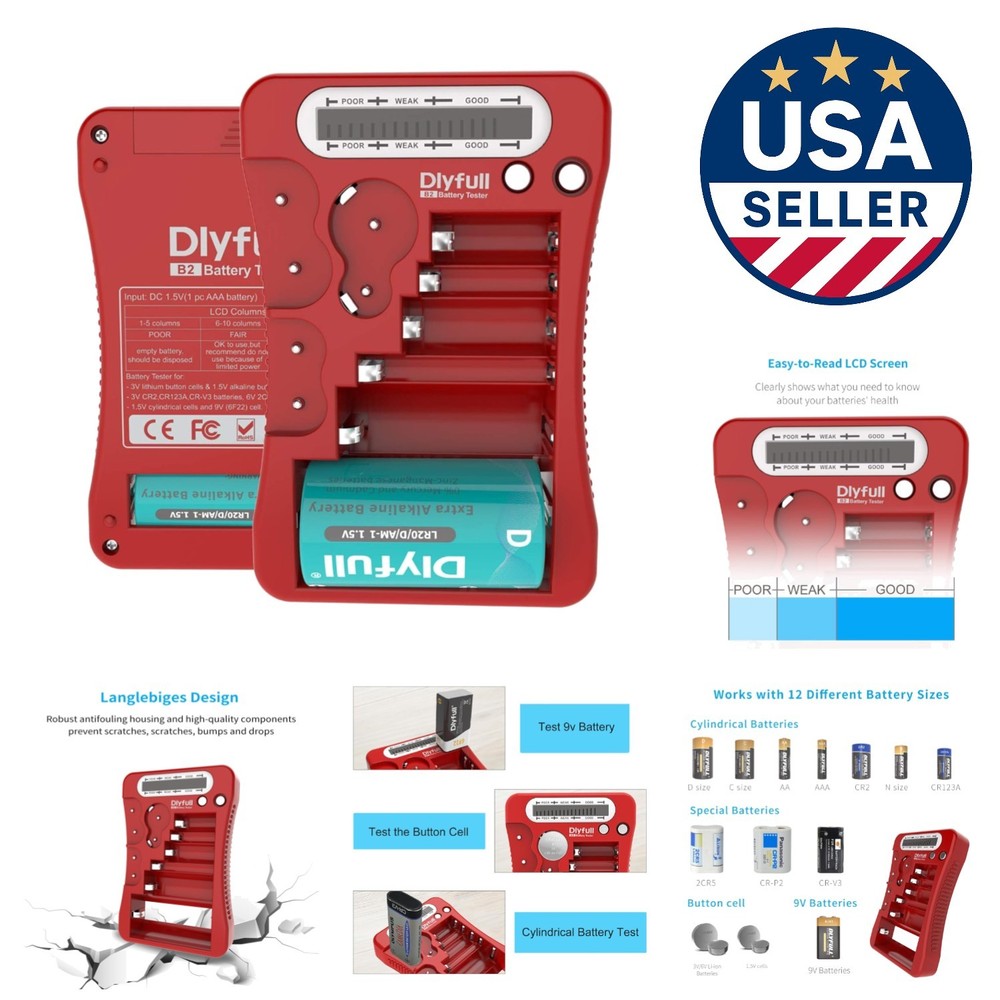 Portable LCD Battery Tester with Quick Status Check - Includes 1 AAA Battery