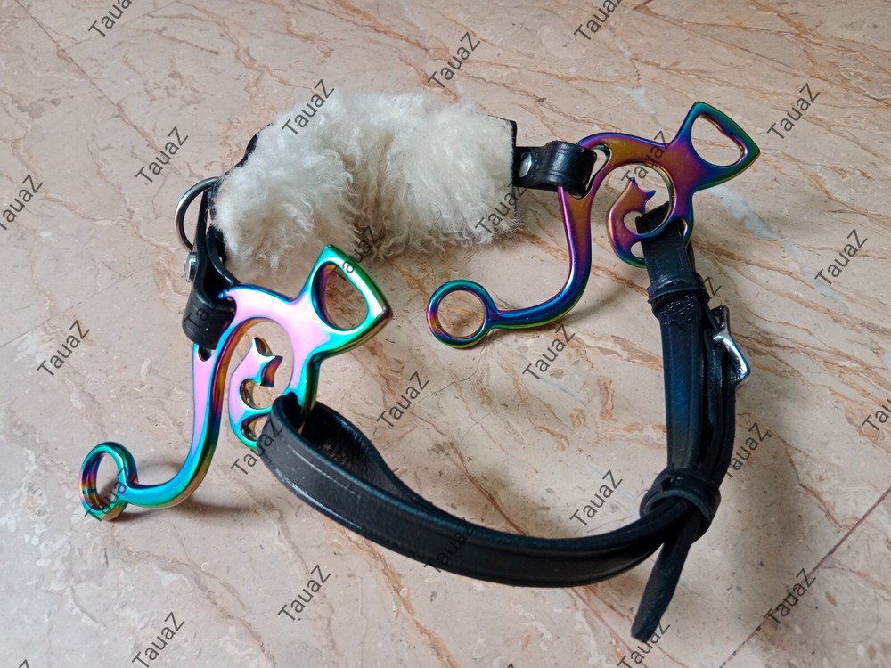 Hackamore with Multi Color shank & two different styles nose bands real leather