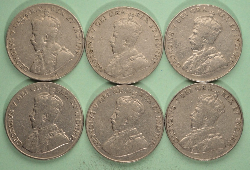 1922 - 1930 Canada 5 cents - 6 different dates - Nice Starter Set
