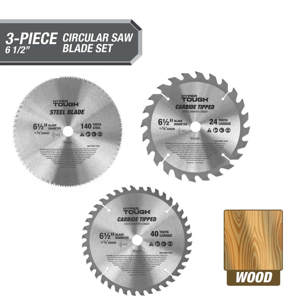 3-Piece 6-1/2-inch Circular Saw Blade Set