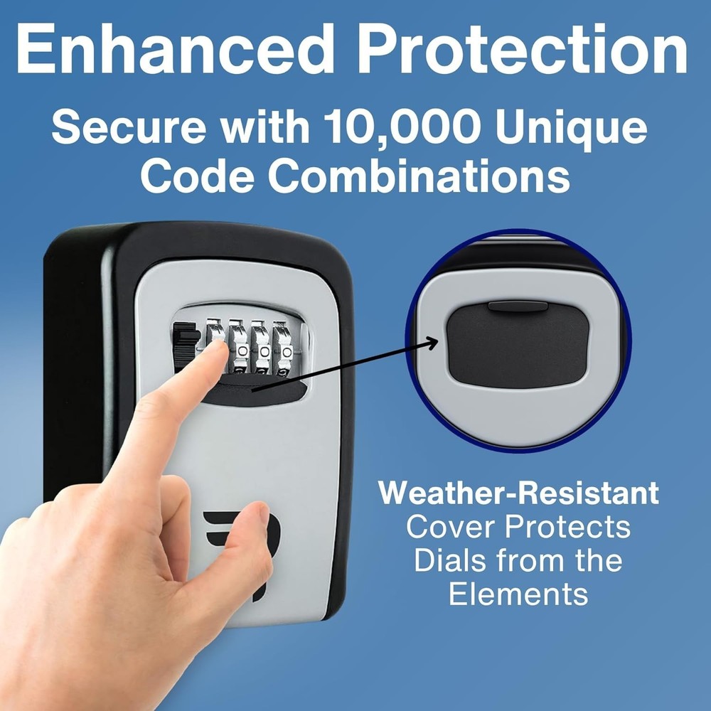 Key Lock Box with Code for Outside - Wall Mount Lockbox for Keys Outdoor - Co...