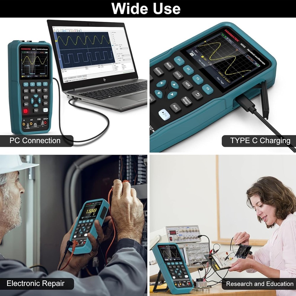 Mini Digital Oscilloscope with 2 Channels and Cursor Measurement Functionality