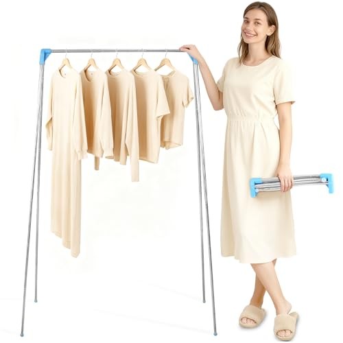 Twist-to-Lock Portable Clothes Drying Rack, Foldable Garment Rack for Basic