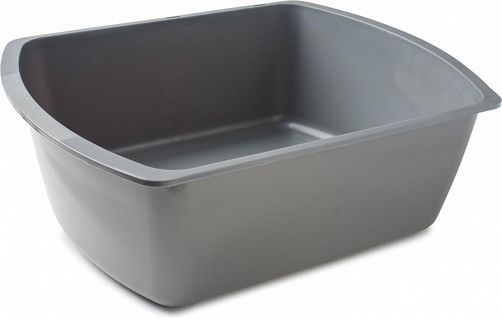 Vakly Wash Basins – Rectangular Plastic 7-Quart 1 Count (Pack of 1), Gray