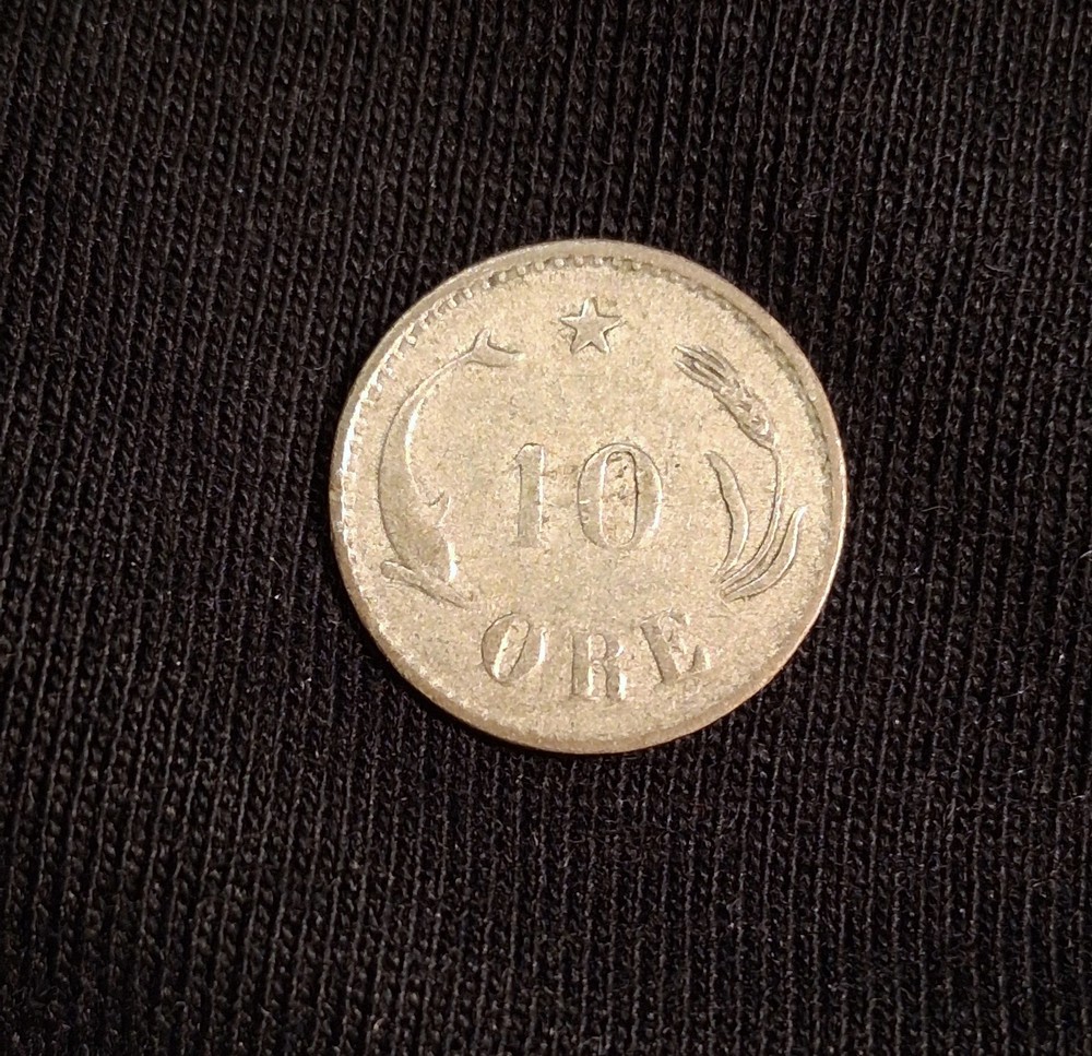 DENMARK- 1882 CS 10 ORE-VF-SCARCE DATE!