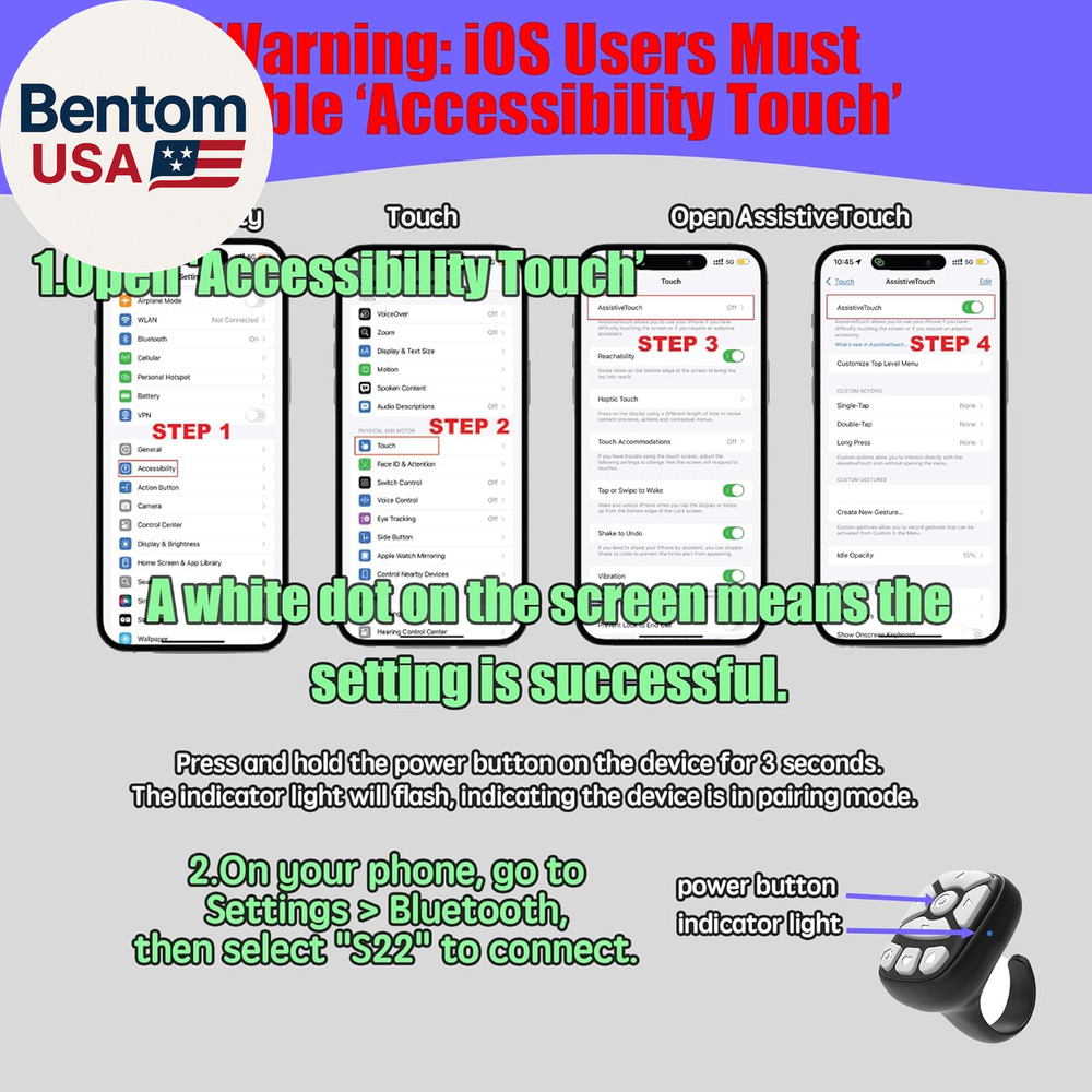 Tiktok Scrolling Ring – 8-Button Finger Tip Wireless Remote, with Camera Remote