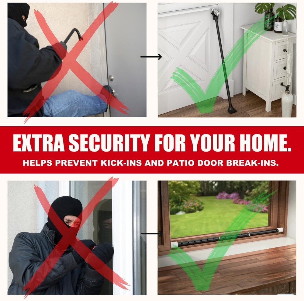 Portable Security Bar for Home & Travel - 2 Pack