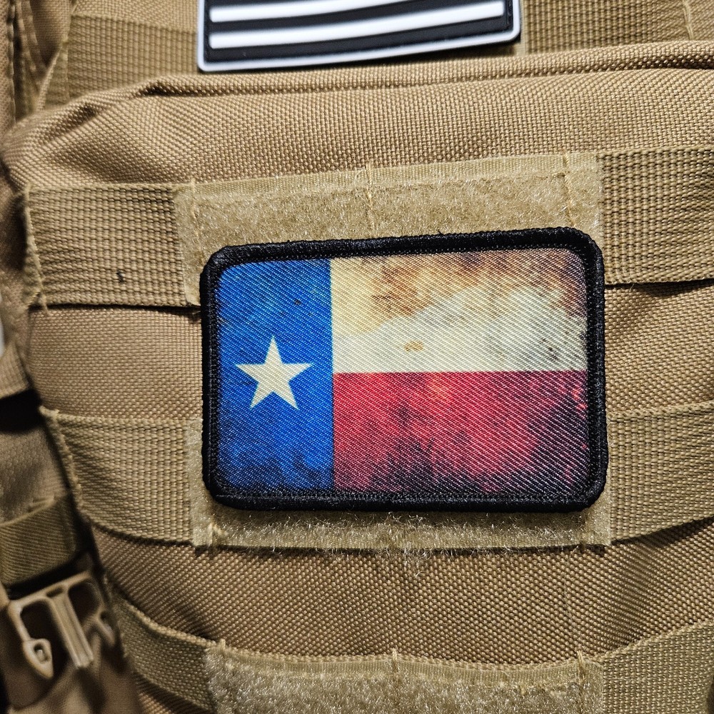 Distressed Texas state flag Morale Patch 2"x3" hook and loop tactical