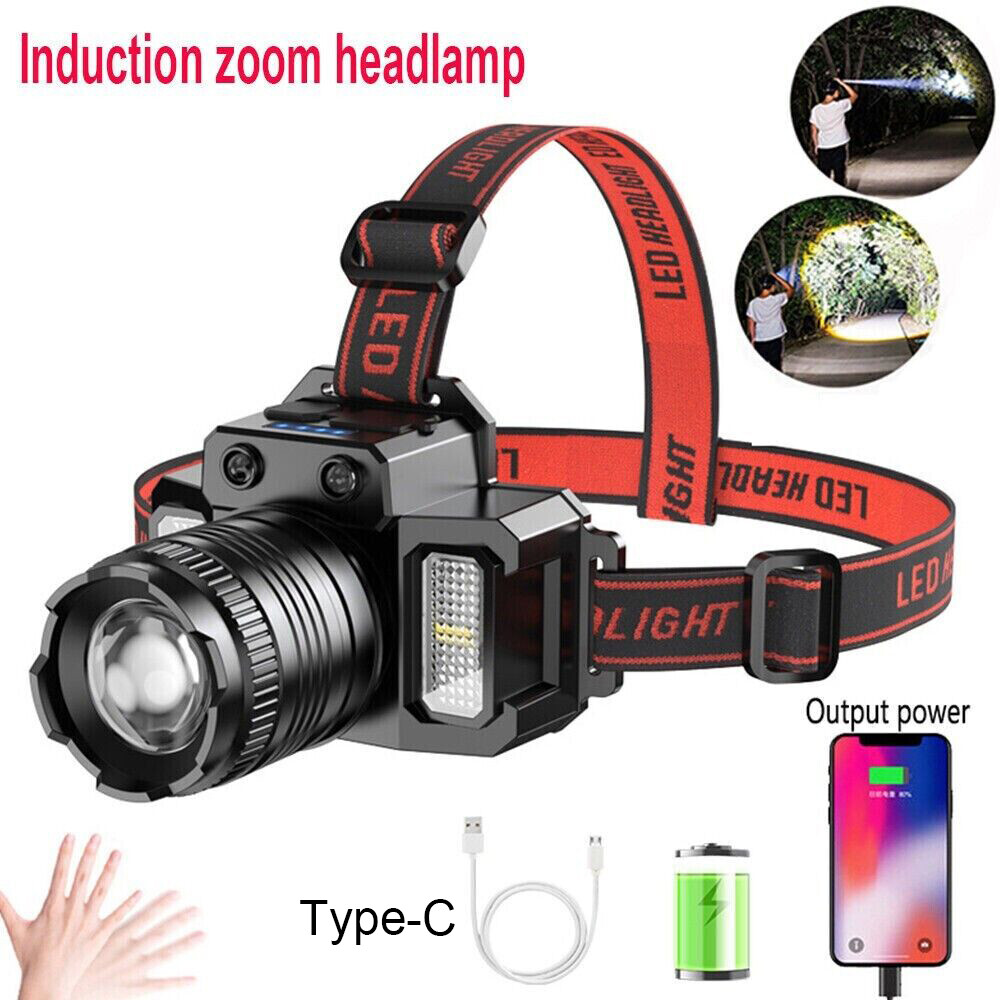 Super Bright LED Headlamp USB Rechargeable Headlight Flashlight Waterproof Lamp