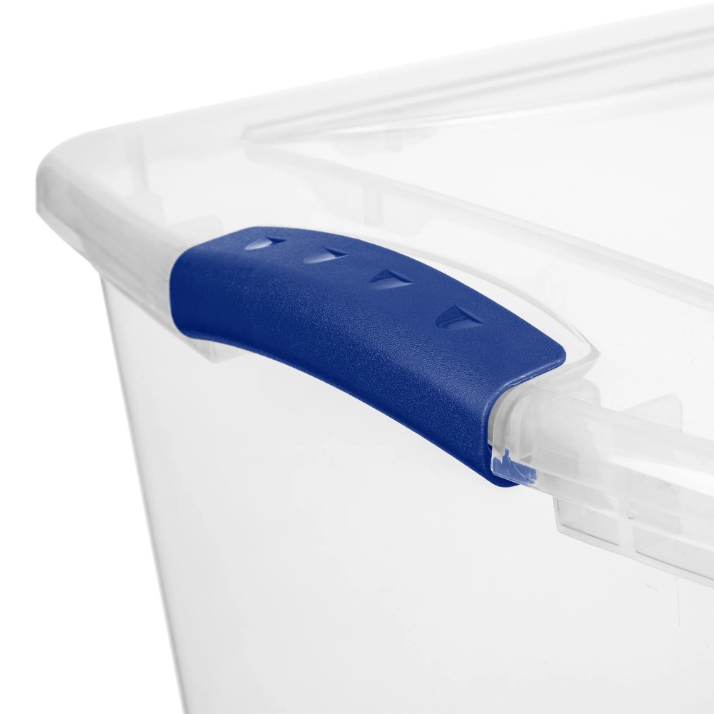 Sterilite Large Latching Storage Bin 66 Quart Clear Blue