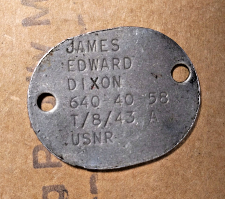 1943 WWII USNR Dog Tag Two Hole Authentic World War II