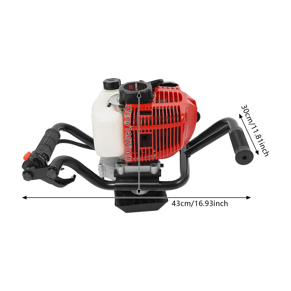 2-Stroke Post Hole Digger Engine, 52CC Gas Powered Earth Auger, NO Drill Bits