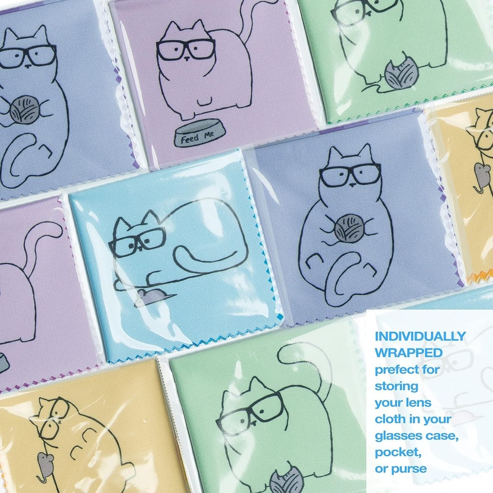 10 Pack Cute Kitty Cat Design Multicolor Microfiber Cleaning Cloths for Clean...