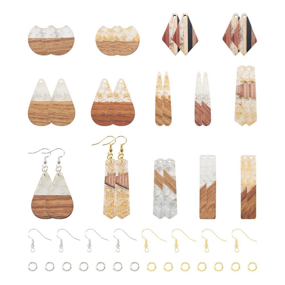 24Pcs Teardrop Polygon Rectangle Rhombus DIY Geometry Dangle Earring Making Kit