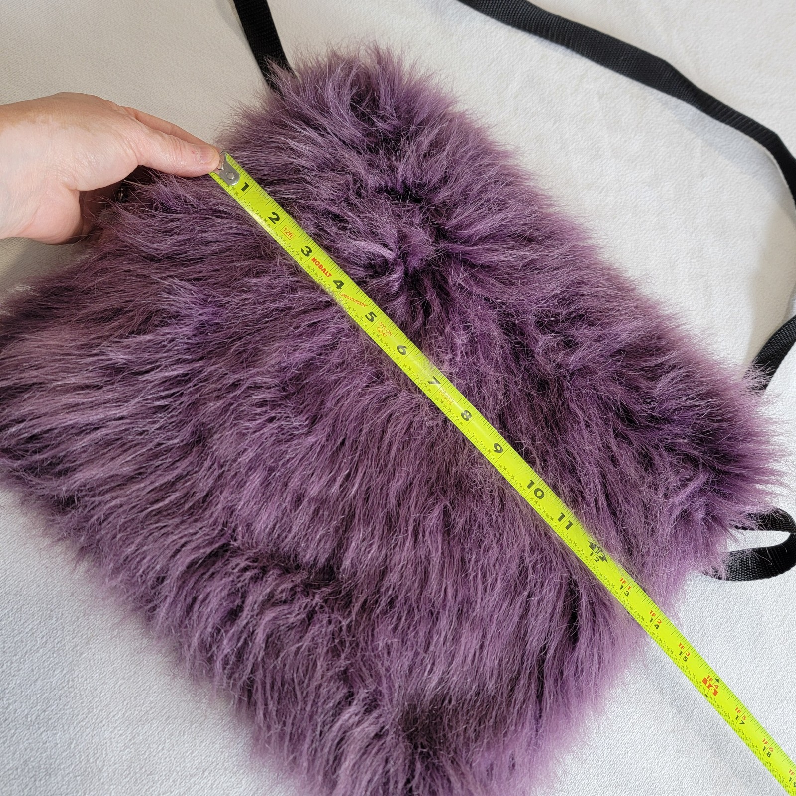 Vintage Y2K Faux Fur Punky Shoulder Bag Purple Medium Size for Women
