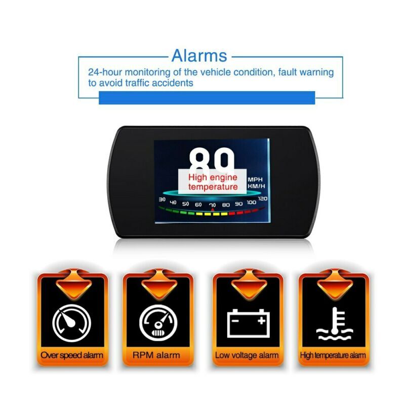 Car OBD2 Head Up Display Digital Speedometer Fuel Consumption Voltage 50 Datas