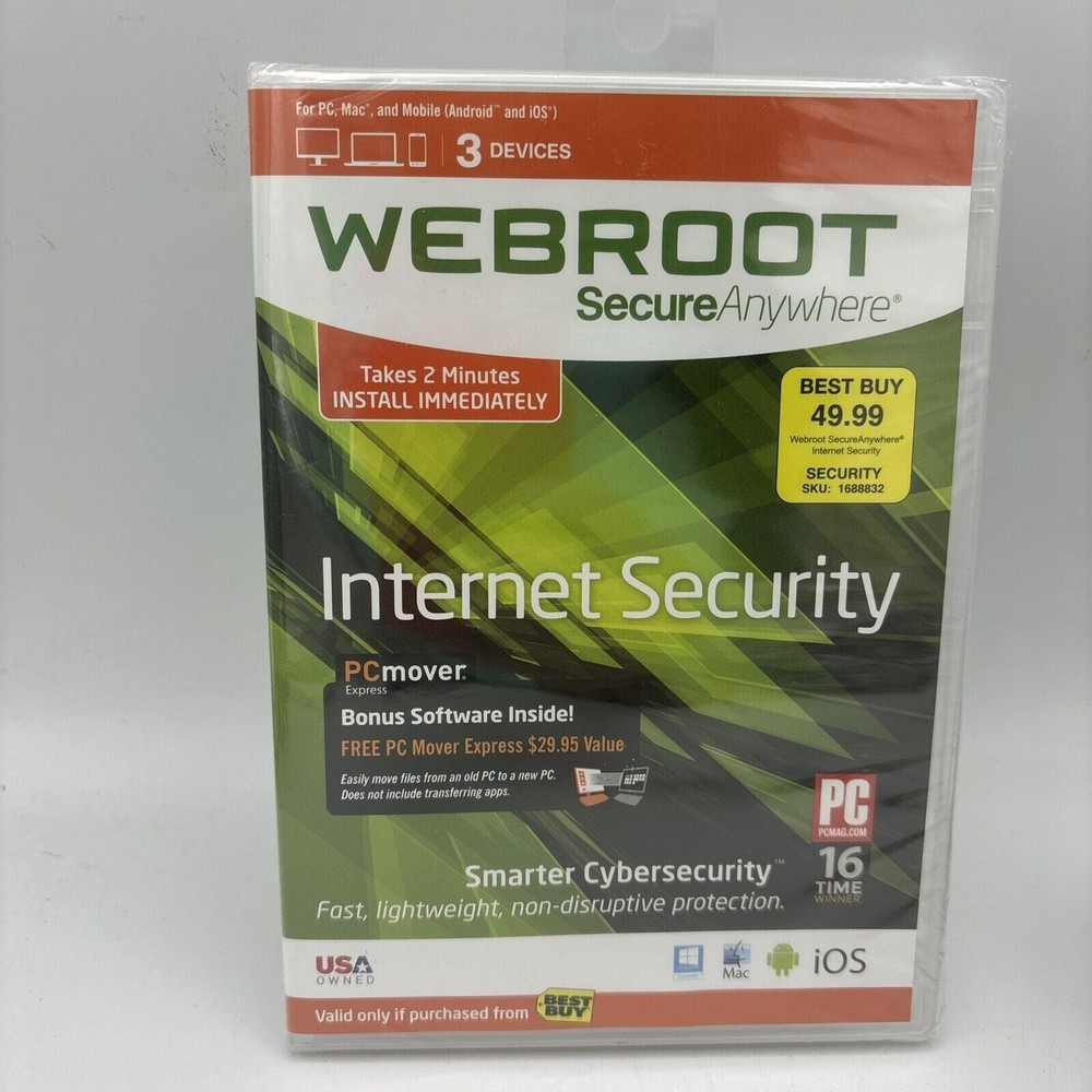 Webroot Secure Anywhere Internet Security Full Version New Sealed