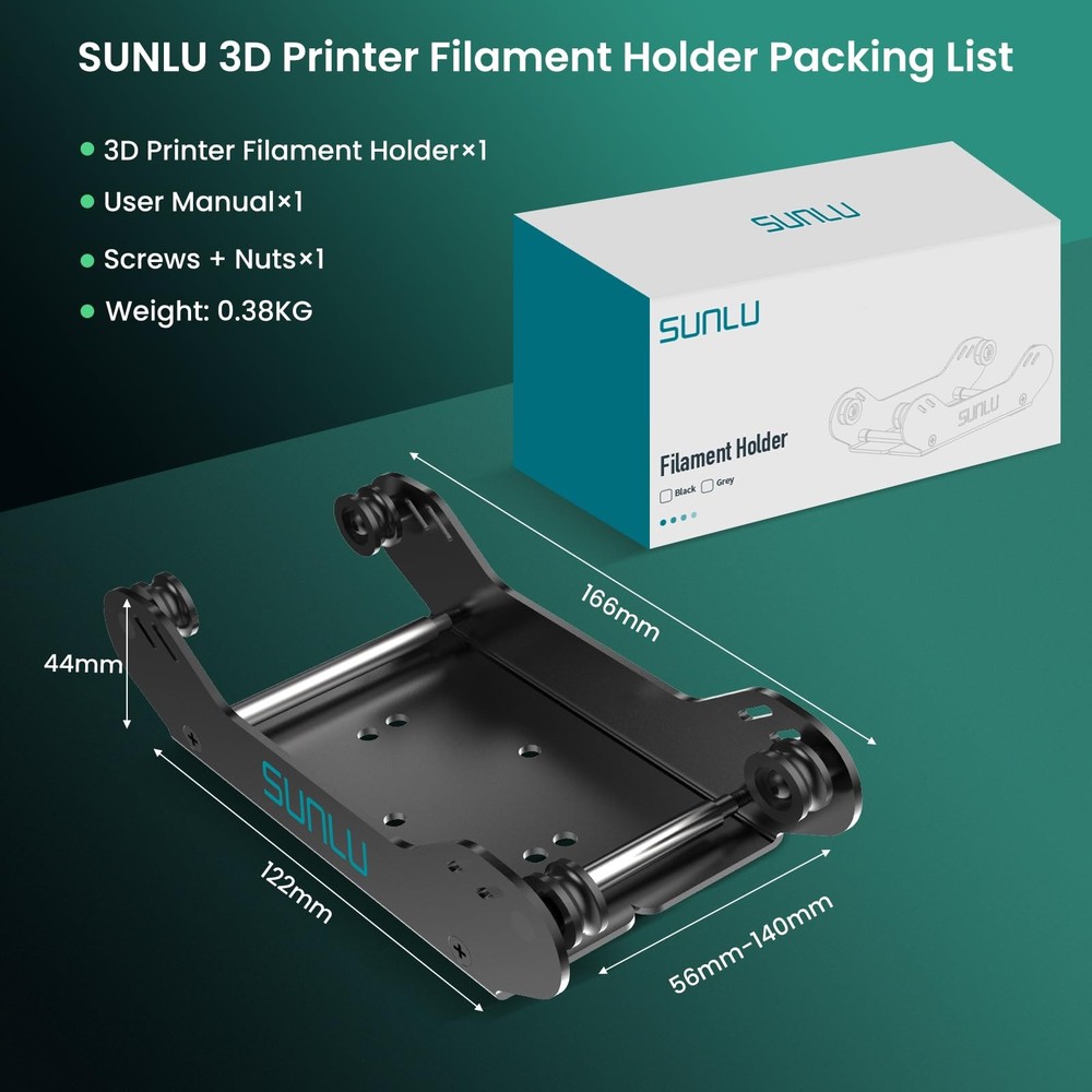 SUNLU 3D Printer Filament Holder, Spool Easy 1 Piece, Black