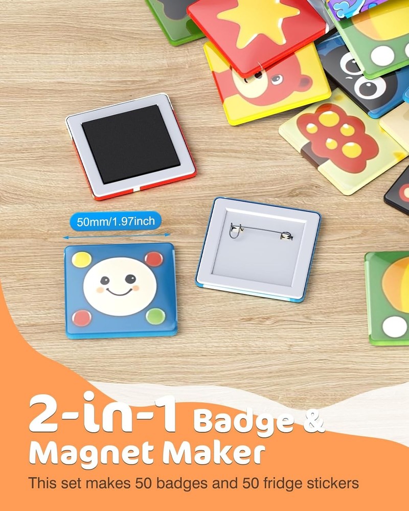 Button Maker Machine 50mm 1.97 inch Fridge Magnet Button Maker Kit with 50pcs