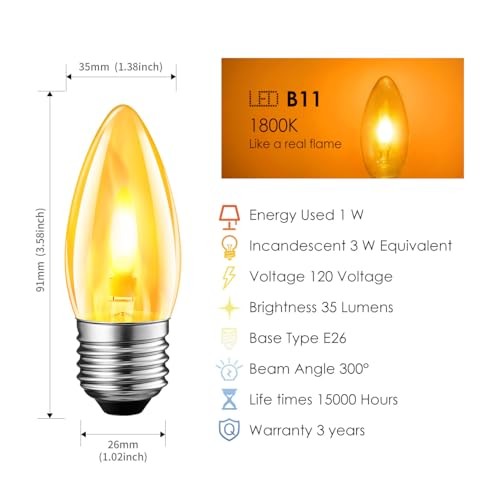 Flame Light Bulbs,Flickering Flame Bulbs with 2 Modes,E26 E26-6PACK 1800k