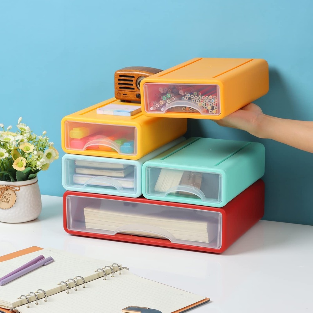 Desktop Drawers for Paper, Stackable Office Storage Drawers for Desk, Craft O...