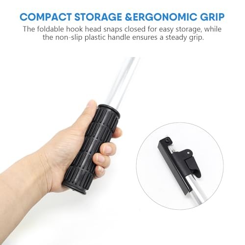 Telescopic 5FT Pickup Truck Cargo Retriever Hook, Multi-Use Foldable